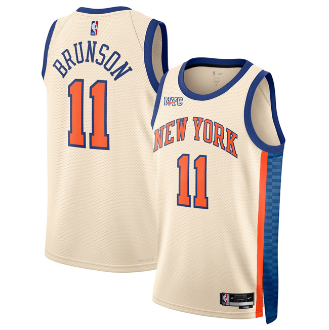 Men's New Yok Knicks #11 Jalen Brunson Cream 2025/26 City Edition Stitched Basketball Jersey